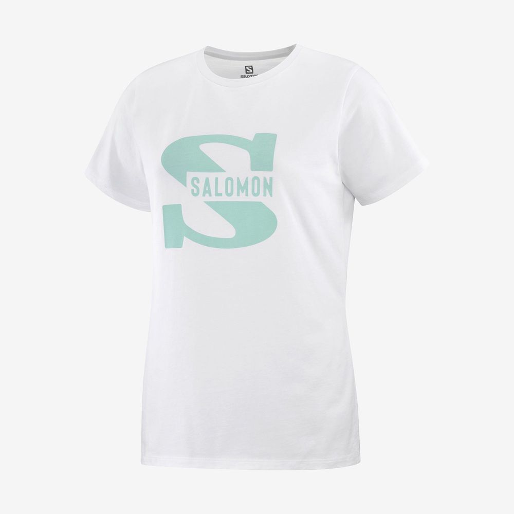 Salomon OUTLIFE BIG LOGO Camisetas Mujer - Blancas - Colombia (92083-XHZB)